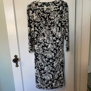 Ralph Lauren Faux Wrap Dress Black and White